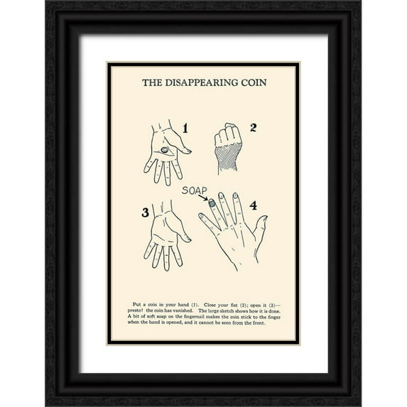 Retromagic 11x14 Black Ornate Wood Framed with Double Matting Museum Art Print Titled - The Disappearing Coin