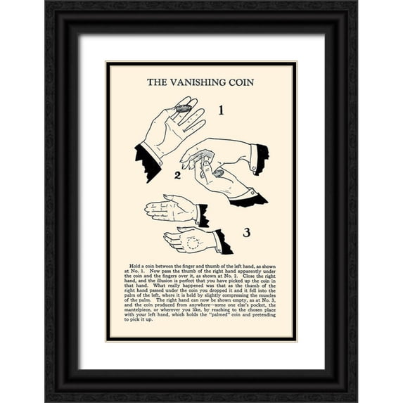 Retromagic 11x14 Black Ornate Wood Framed with Double Matting Museum Art Print Titled - The Vanishing Coin
