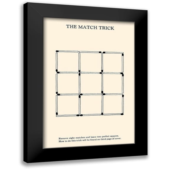 Retromagic 13x18 Black Modern Framed Museum Art Print Titled - The Match Trick - Two Perfect Squares