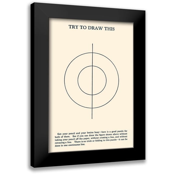 Retromagic 13x18 Black Modern Framed Museum Art Print Titled - Try to Draw This