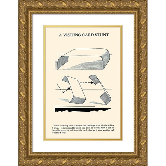 Retromagic 13x18 Gold Ornate Wood Framed with Double Matting Museum Art Print Titled - A Visiting Card Stunt