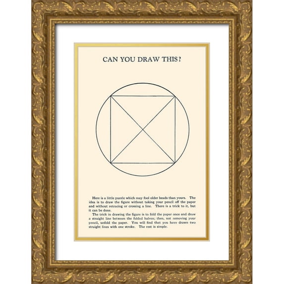 Retromagic 13x18 Gold Ornate Wood Framed with Double Matting Museum Art Print Titled - Can You Draw This?