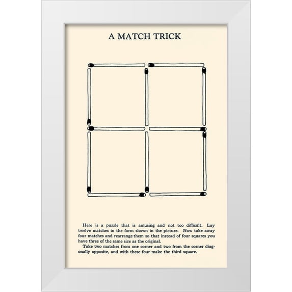 Retromagic 13x18 White Modern Wood Framed Museum Art Print Titled - A Match Trick