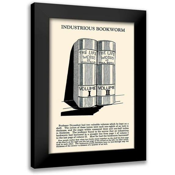 Retromagic 17x24 Black Modern Framed Museum Art Print Titled - Industrious Bookworm