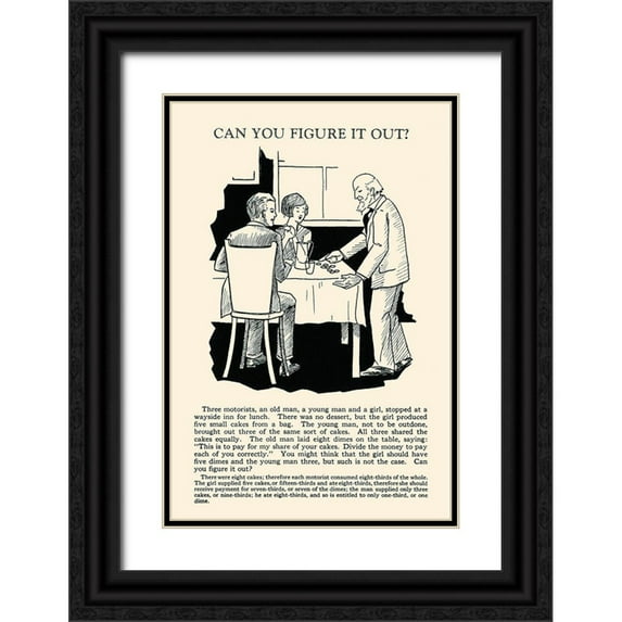 Retromagic 23x32 Black Ornate Wood Framed with Double Matting Museum Art Print Titled - Can You Figure it Out