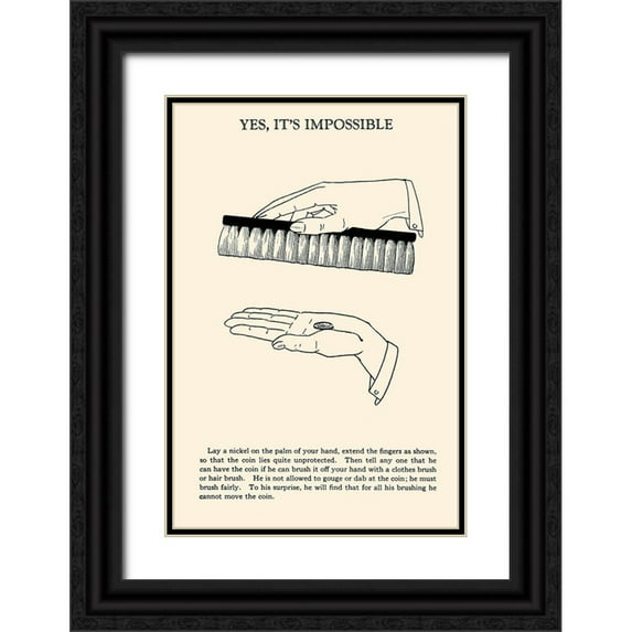 Retromagic 23x32 Black Ornate Wood Framed with Double Matting Museum Art Print Titled - Yes, Its Impossible