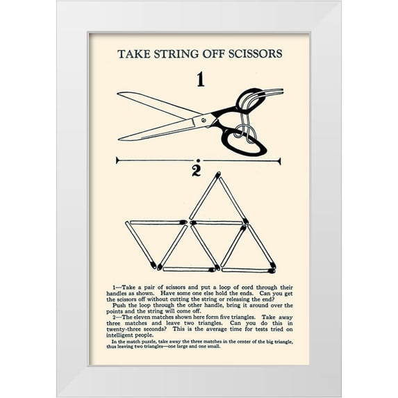 Retromagic 23x32 White Modern Wood Framed Museum Art Print Titled - Take String off Scissors