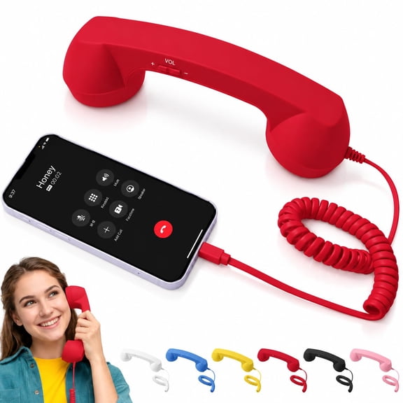 Retroring for Cell Phones, USB C Wired Phone Receiver with Microphone, Vintage Cell Phone Handset for Calls, Meetings