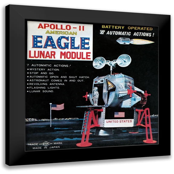 Retrorocket 12x12 Black Modern Framed Museum Art Print Titled - Apollo-11 American Eagle Lunar Module