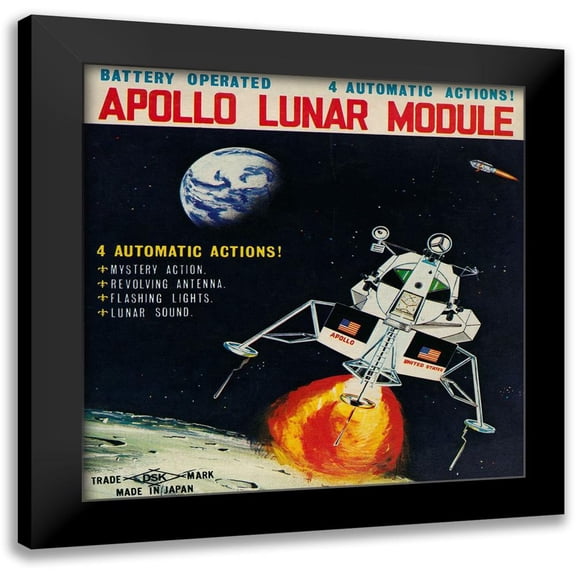 Retrorocket 12x12 Black Modern Framed Museum Art Print Titled - Apollo Lunar Module