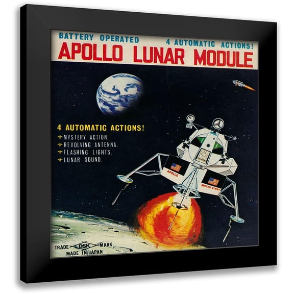 Retrorocket 12x12 Black Modern Framed Museum Art Print Titled - Apollo Lunar Module