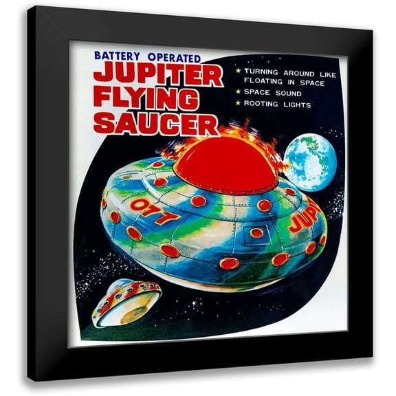 Retrorocket 12x12 Black Modern Framed Museum Art Print Titled - Jupiter Flying Saucer