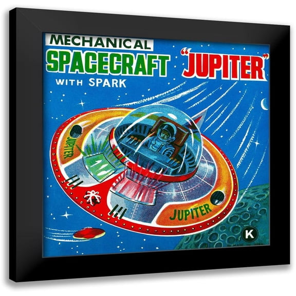 Retrorocket 12x12 Black Modern Framed Museum Art Print Titled - Mechanical Spacecraft Jupiter