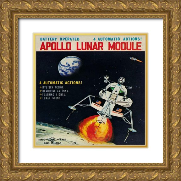 Retrorocket 12x12 Gold Ornate Wood Framed with Double Matting Museum Art Print Titled - Apollo Lunar Module