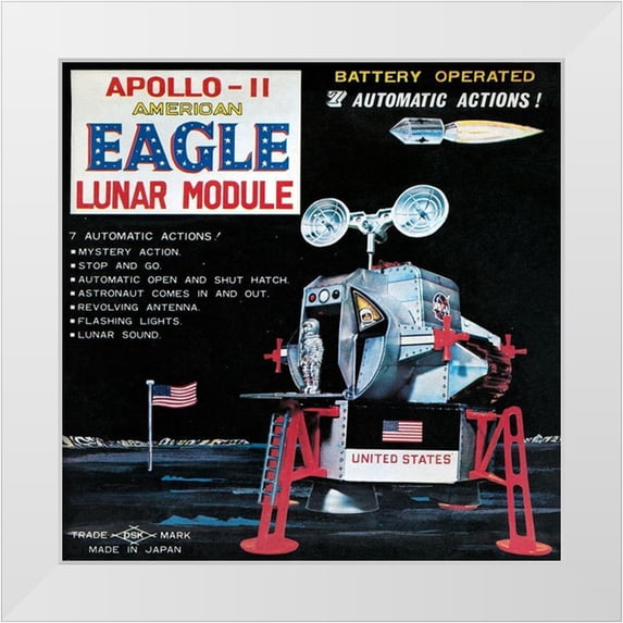 Retrorocket 12x12 White Modern Wood Framed Museum Art Print Titled - Apollo-11 American Eagle Lunar Module