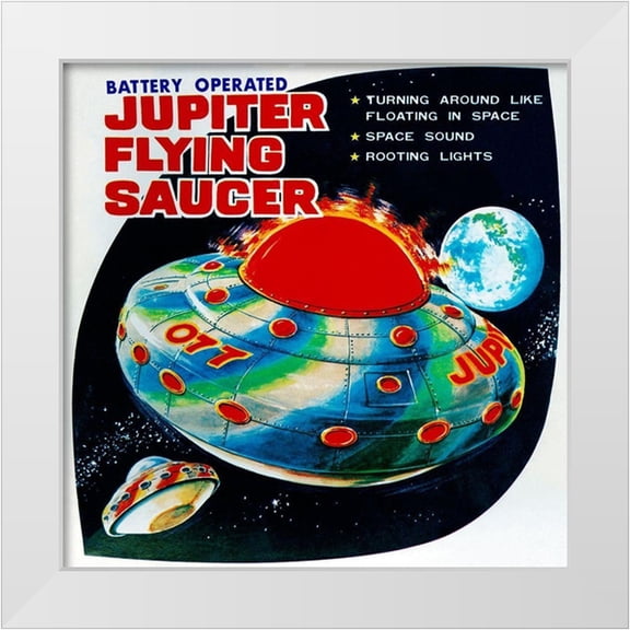 Retrorocket 12x12 White Modern Wood Framed Museum Art Print Titled - Jupiter Flying Saucer