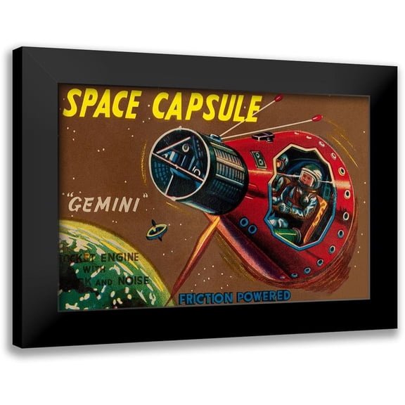 Retrorocket 14x11 Black Modern Framed Museum Art Print Titled - Space Capsule Gemini