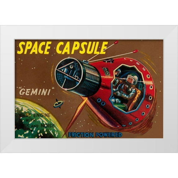 Retrorocket 14x11 White Modern Wood Framed Museum Art Print Titled - Space Capsule Gemini