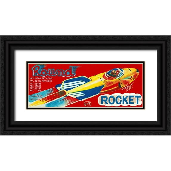 Retrorocket 14x8 Black Ornate Wood Framed with Double Matting Museum Art Print Titled - Round Rocket