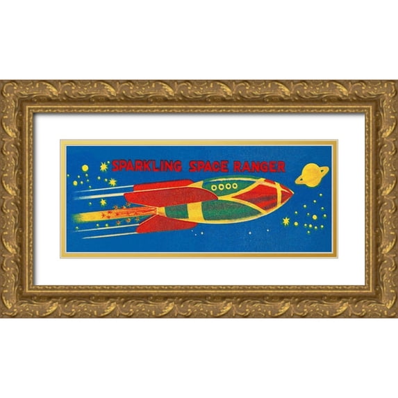 Retrorocket 14x8 Gold Ornate Wood Framed with Double Matting Museum Art Print Titled - Sparkling Space Ranger