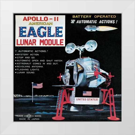 Retrorocket 15x15 White Modern Wood Framed Museum Art Print Titled - Apollo-11 American Eagle Lunar Module