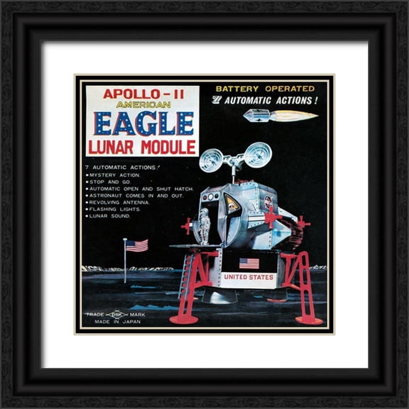 Retrorocket 20x20 Black Ornate Wood Framed with Double Matting Museum Art Print Titled - Apollo-11 American Eagle Lunar Module