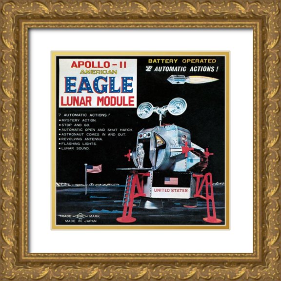Retrorocket 20x20 Gold Ornate Wood Framed with Double Matting Museum Art Print Titled - Apollo-11 American Eagle Lunar Module