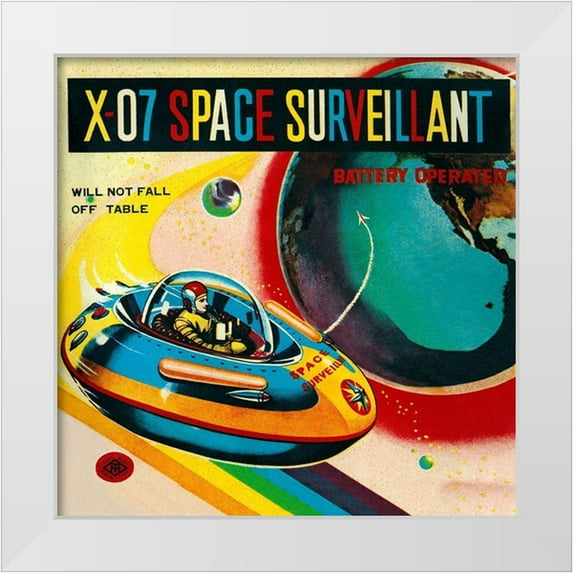 Retrorocket 20x20 White Modern Wood Framed Museum Art Print Titled - X-07 Space Surveillant I