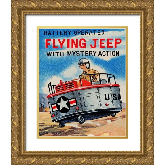 Retrorocket 20x24 Gold Ornate Wood Framed with Double Matting Museum Art Print Titled - Battery Operated Flying Jeep with Mystery Action