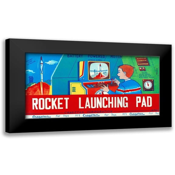 Retrorocket 24x14 Black Modern Framed Museum Art Print Titled - Rocket Launching Pad