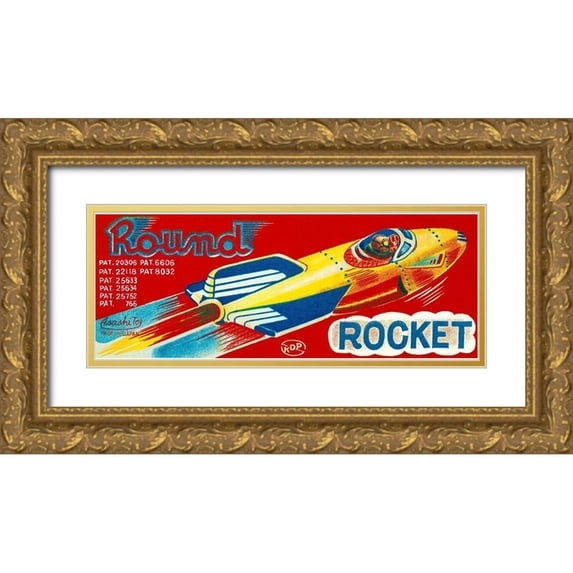Retrorocket 32x15 Gold Ornate Wood Framed with Double Matting Museum Art Print Titled - Round Rocket