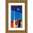 thumbnail image 1 of Retrorocket 9x14 Gold Ornate Wood Framed with Double Matting Museum Art Print Titled - Rocket Launching Pad, 1 of 4