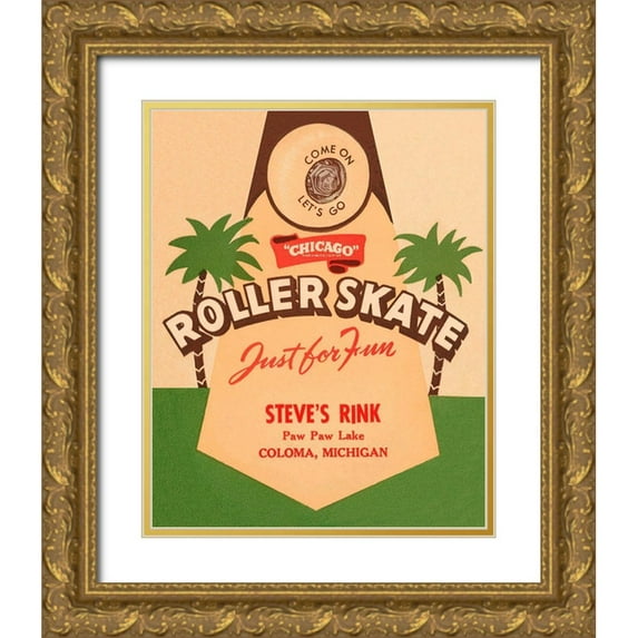 Retrorollers 12x14 Gold Ornate Wood Framed with Double Matting Museum Art Print Titled - Roller Skate Just for Fun