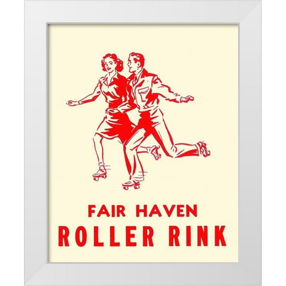 Retrorollers 12x14 White Modern Wood Framed Museum Art Print Titled - Fair Haven Roller Rink