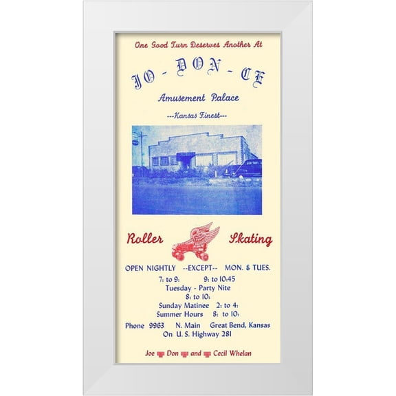 Retrorollers 14x24 White Modern Wood Framed Museum Art Print Titled - Jo-Don-Ce Amusement Palace Roller Skating
