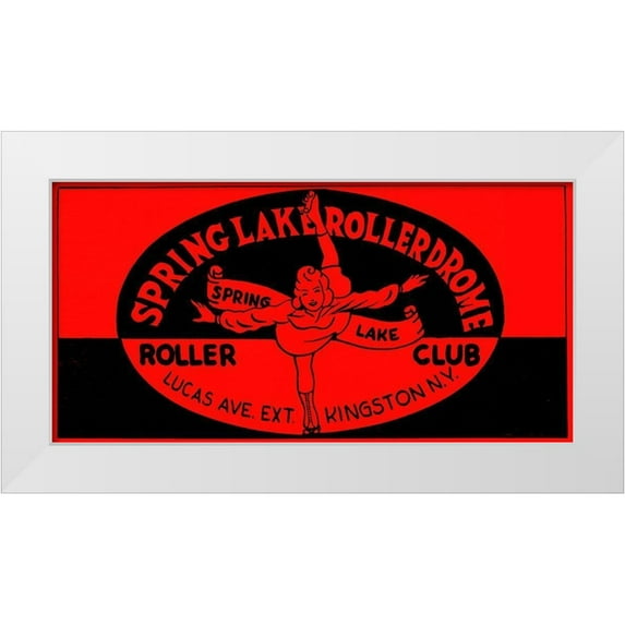 Retrorollers 14x9 White Modern Wood Framed Museum Art Print Titled - Spring Lake Rollerdome Roller Club
