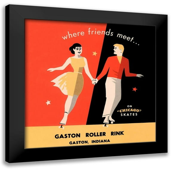 Retrorollers 15x15 Black Modern Framed Museum Art Print Titled - Where Friends Meet