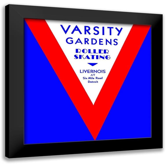 Retrorollers 20x20 Black Modern Framed Museum Art Print Titled - Varsity Gardens Roller Skating