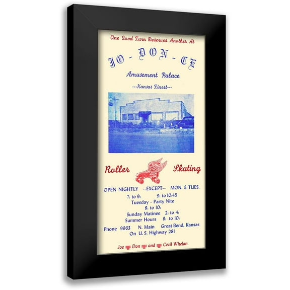 Retrorollers 9x14 Black Modern Framed Museum Art Print Titled - Jo-Don-Ce Amusement Palace Roller Skating