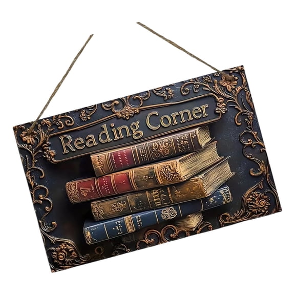 Retros Reading Corner Decoration Sign Wooden for Enhancing Reading Space in Any Room Simple Installation