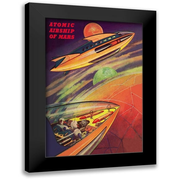 Retrosci-fi 11x14 Black Modern Framed Museum Art Print Titled - Atomic Airships of Mars