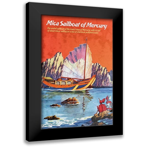 Retrosci-fi 11x14 Black Modern Framed Museum Art Print Titled - Mica Sailboat of Mercury