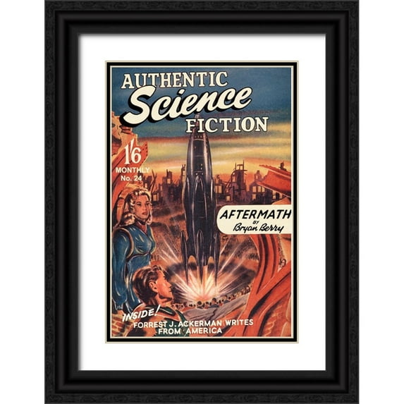 Retrosci-fi 11x14 Black Ornate Wood Framed with Double Matting Museum Art Print Titled - Authentic Science Fiction: Blast Off