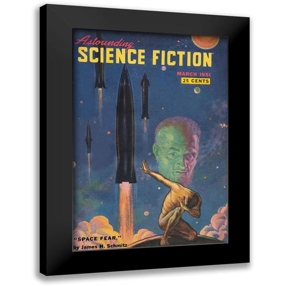 Retrosci-fi 13x18 Black Modern Framed Museum Art Print Titled - Astounding Science Fiction: Space Fear
