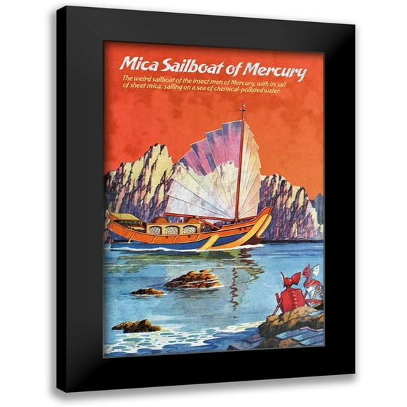 Retrosci-fi 13x18 Black Modern Framed Museum Art Print Titled - Mica Sailboat of Mercury