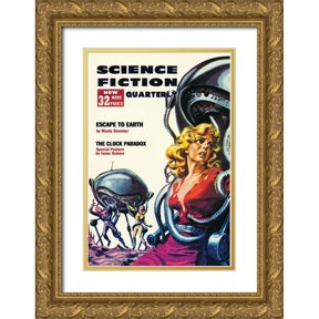 Retrosci-fi 13x18 Gold Ornate Wood Framed with Double Matting Museum Art Print Titled - Science Fiction Quarterly: Robot Attack