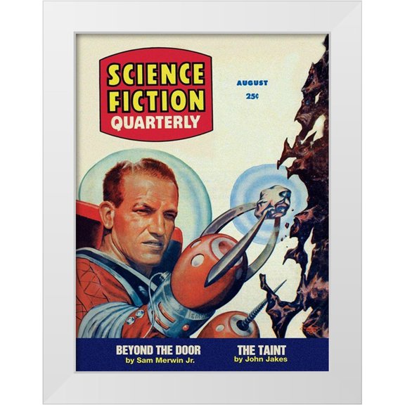 Retrosci-fi 15x18 White Modern Wood Framed Museum Art Print Titled - Science Fiction Quarterly: Astronaut Miner