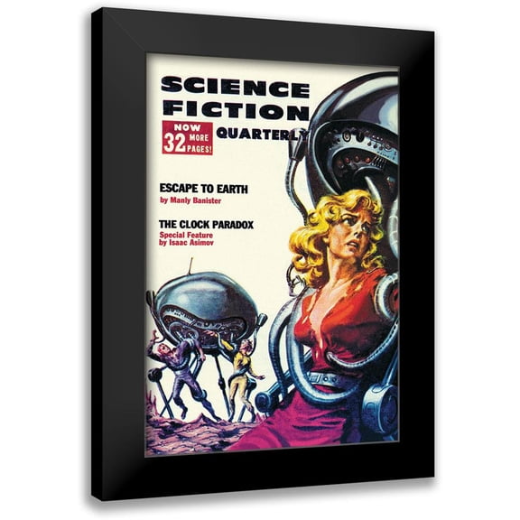 Retrosci-fi 17x24 Black Modern Framed Museum Art Print Titled - Science Fiction Quarterly: Robot Attack
