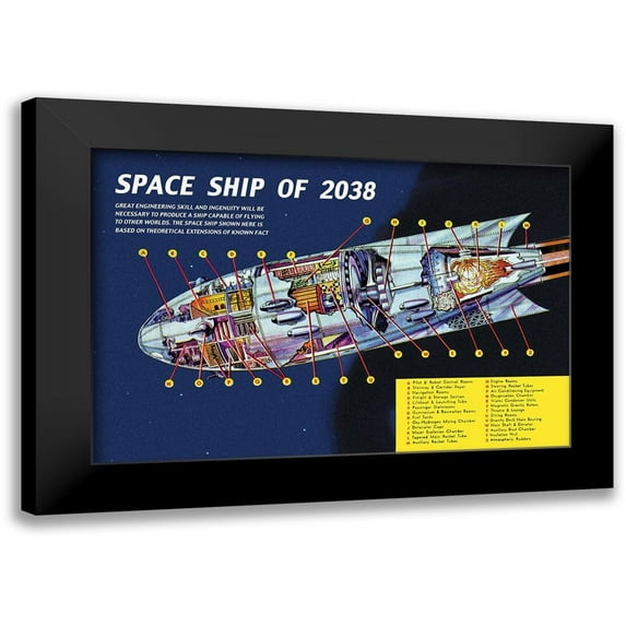 Retrosci-fi 18x13 Black Modern Framed Museum Art Print Titled - Space Ship of 2038