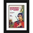 thumbnail image 1 of Retrosci-fi 23x32 Black Ornate Wood Framed with Double Matting Museum Art Print Titled - Science Fiction Quarterly: Astronaut Sizes up the Aliens, 1 of 4